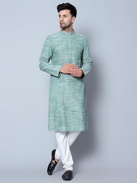 Men's Cotton Regular Textured Long Kurta